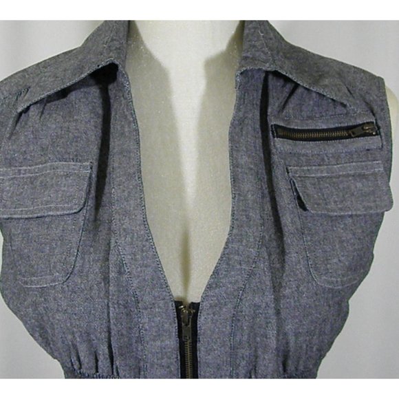 Snap Sleeveless front Zip Mini Dress - Picture 4 of 9